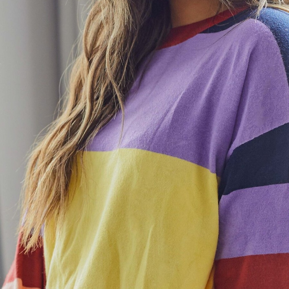 Pop Of Color Color Block Knit Sweater - image 2